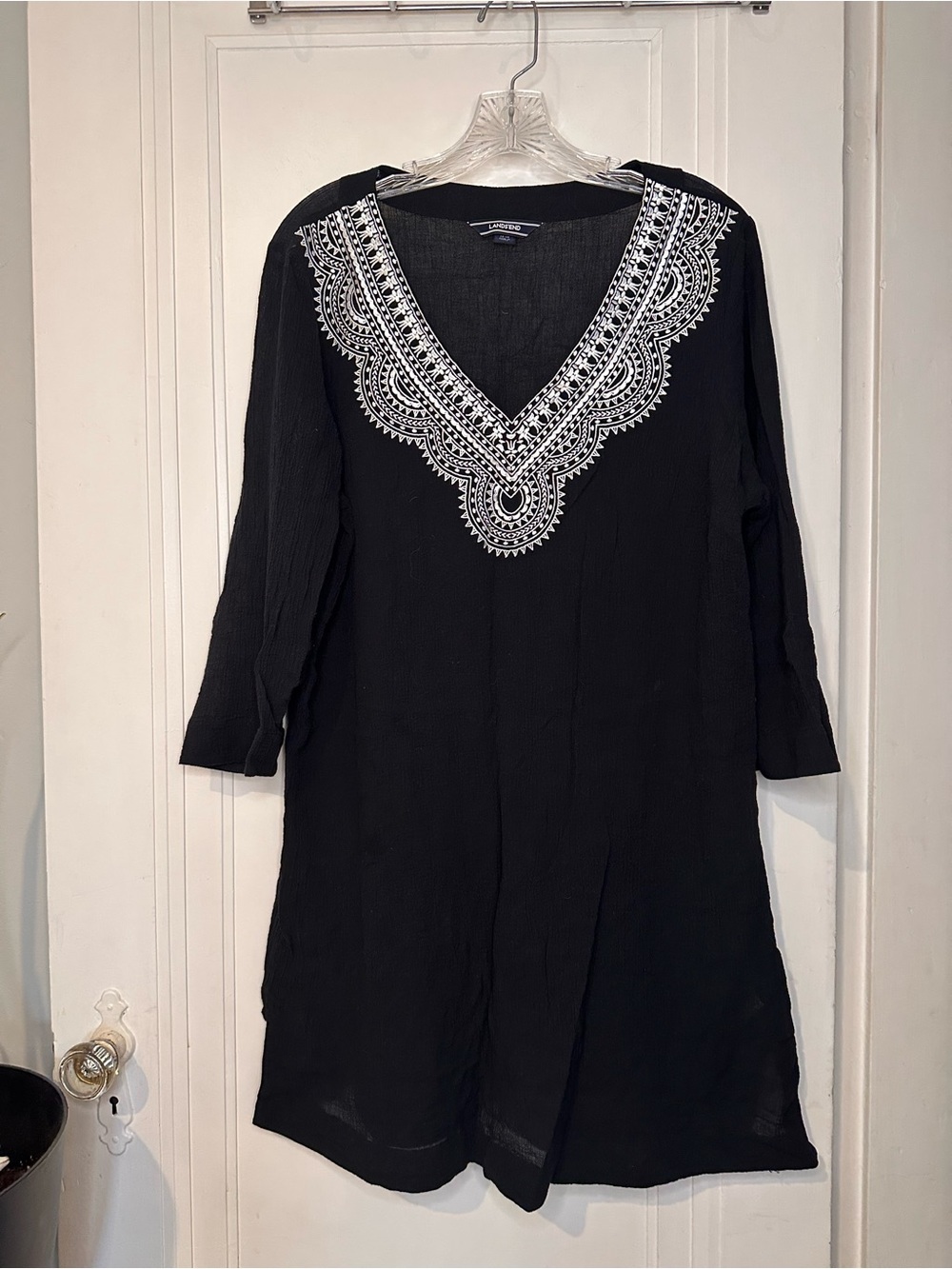 Lands' End Black Textured Swim Beach coverup